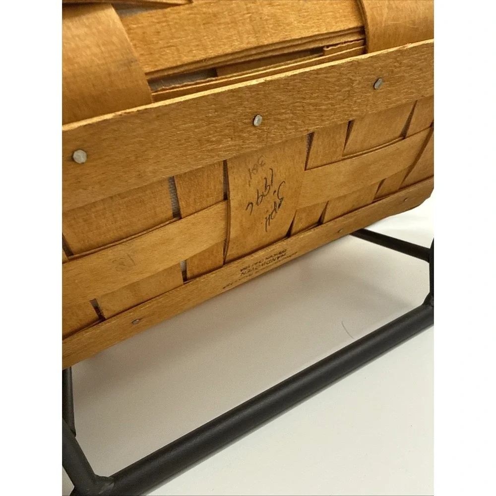 Longaberger 1996 Large Christmas Sleigh Basket with Protector, Liner And Divider